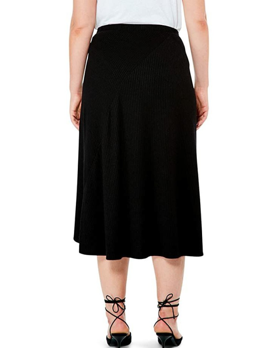 Clothing * | Nic+Zoe Skirts Plus Size Cozy Rib Skirt Black Onyx