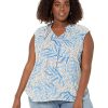 Clothing * | Nic+Zoe Shirts & Tops Plus Size Palm Dot Tank Blue Multi