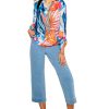 Clothing * | Nic+Zoe Shirts & Tops Tropical Mirage Top Blue Multi