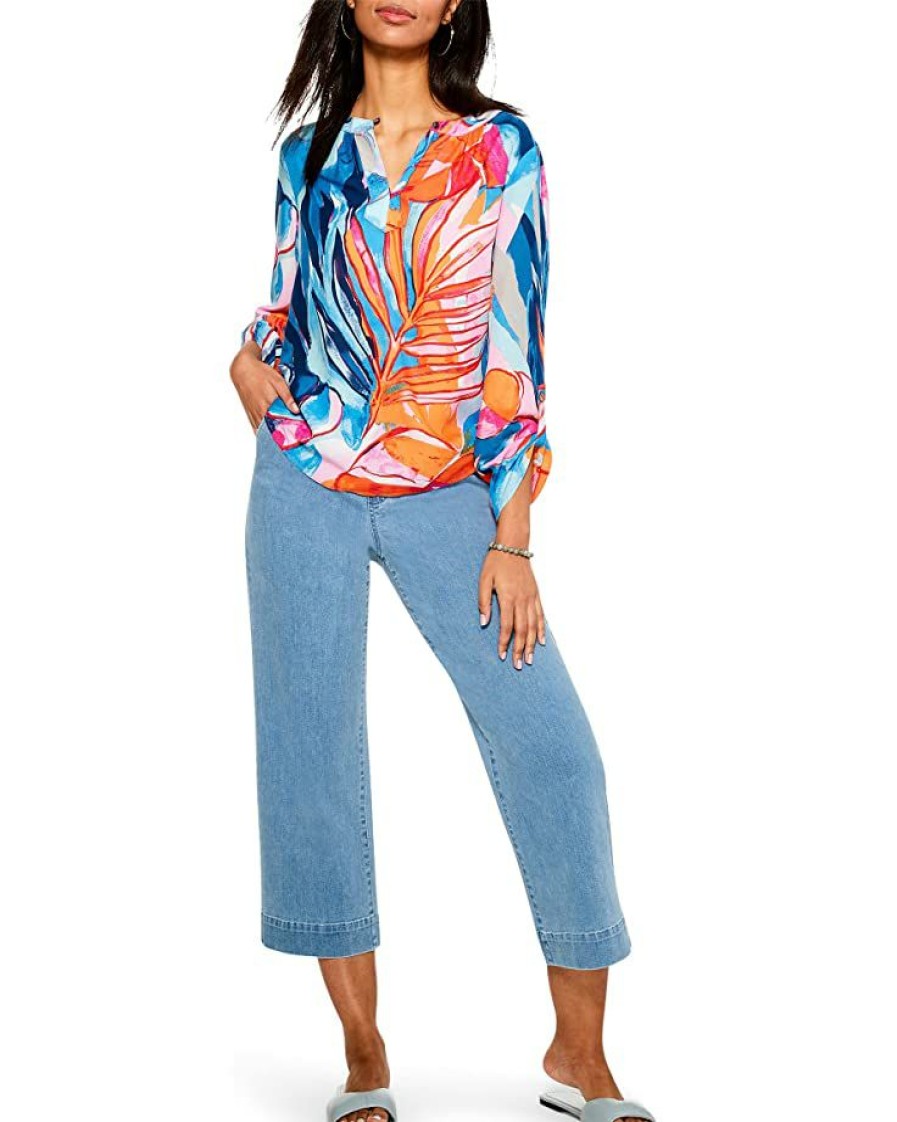 Clothing * | Nic+Zoe Shirts & Tops Tropical Mirage Top Blue Multi