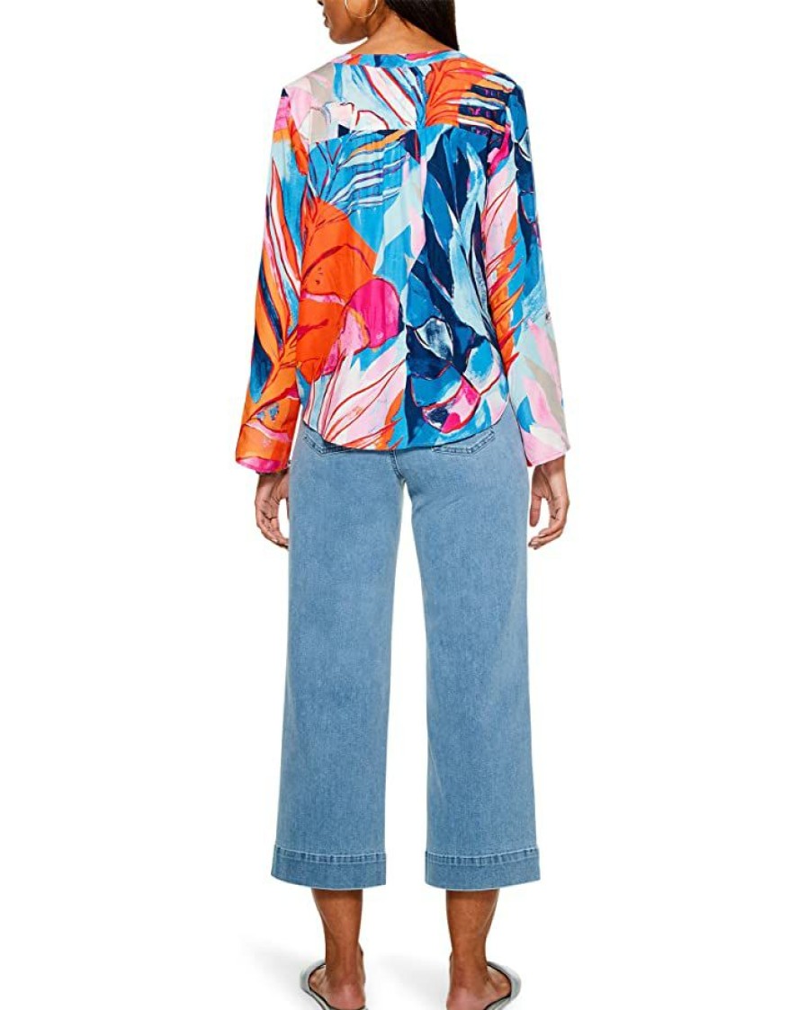 Clothing * | Nic+Zoe Shirts & Tops Tropical Mirage Top Blue Multi