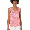 Clothing * | Nic+Zoe Shirts & Tops Petite Watercolor Petals Tank Pink Multi