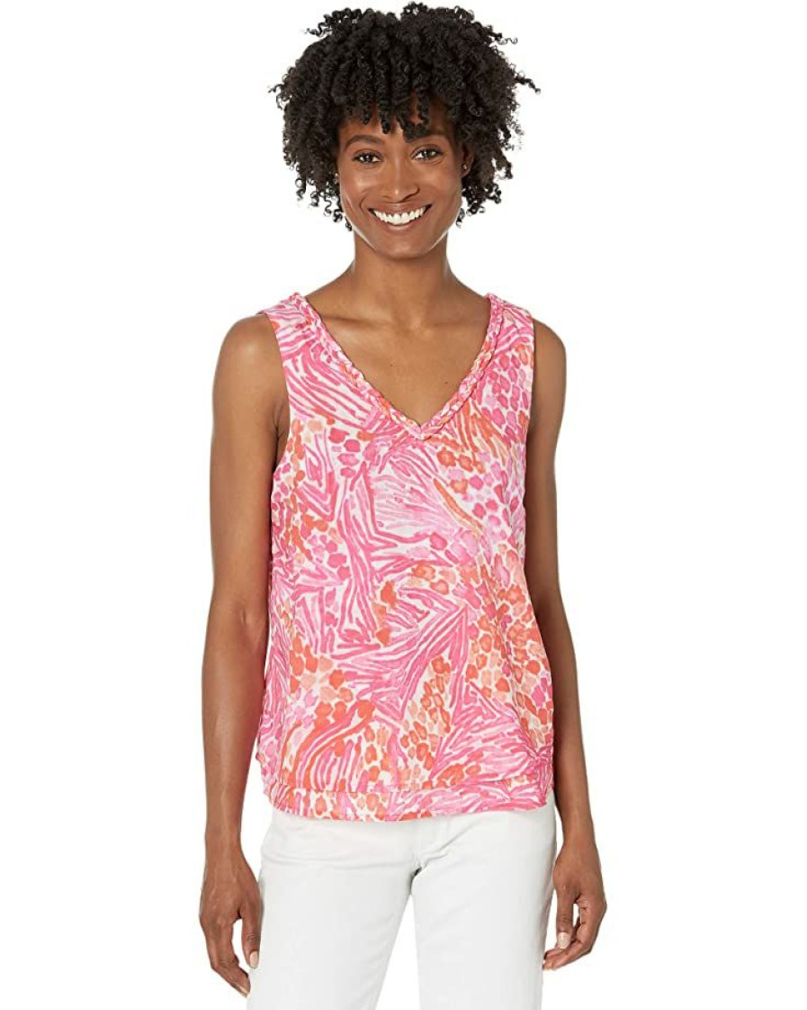 Clothing * | Nic+Zoe Shirts & Tops Petite Watercolor Petals Tank Pink Multi