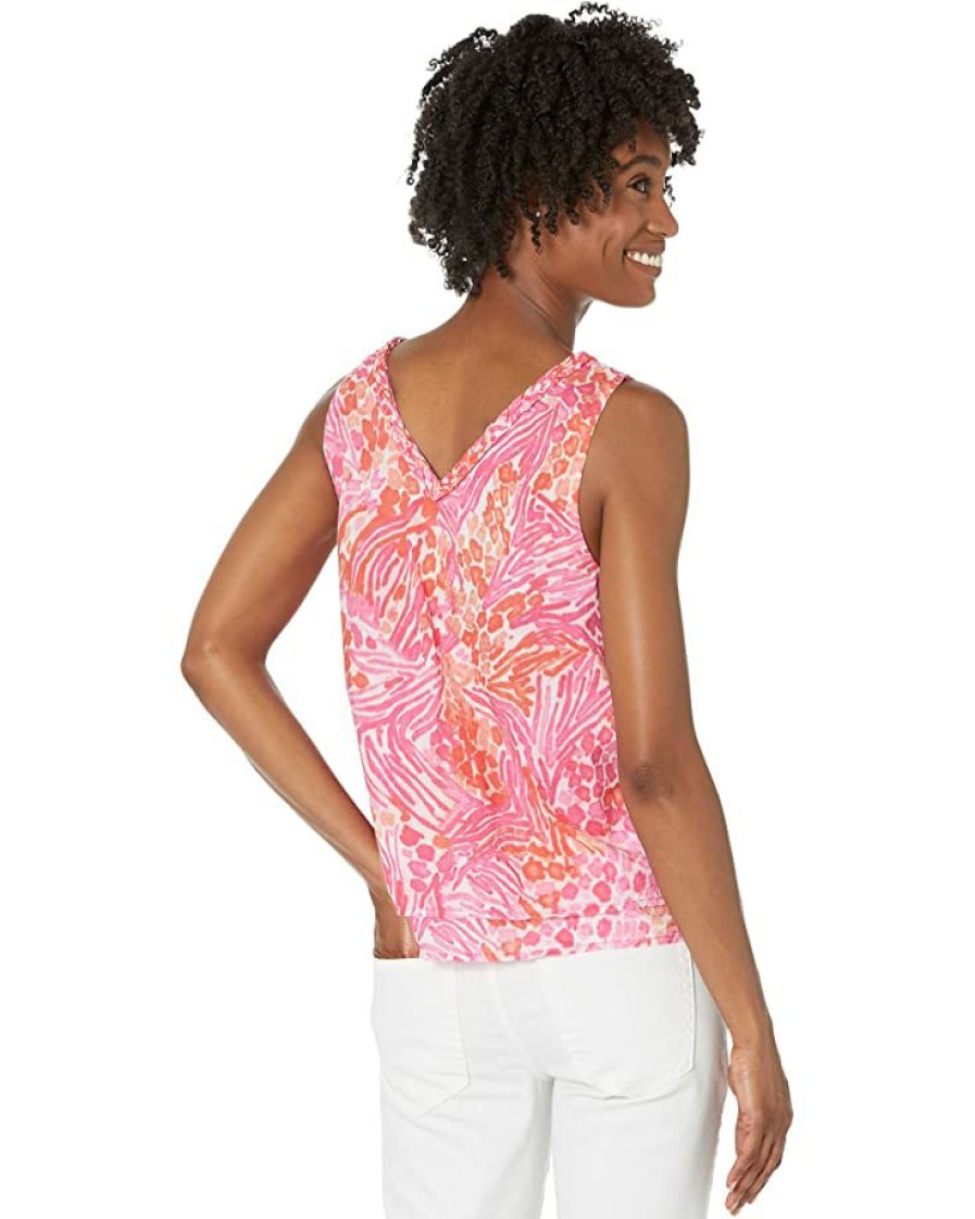 Clothing * | Nic+Zoe Shirts & Tops Petite Watercolor Petals Tank Pink Multi