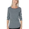 Clothing * | Nic+Zoe Shirts & Tops Striped Bracelet Sleeve Boat Tee