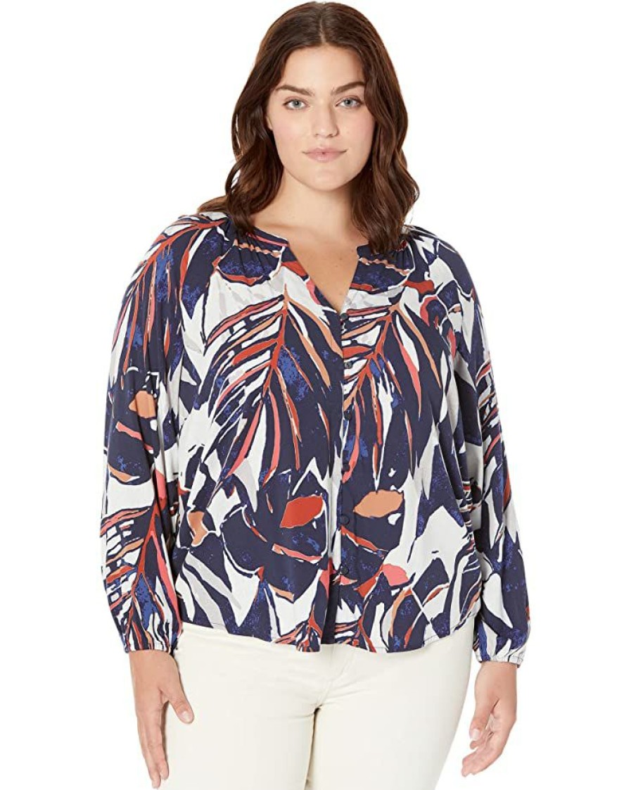 Clothing * | Nic+Zoe Shirts & Tops Plus Size Seaside Shade Shirt Indigo Multi