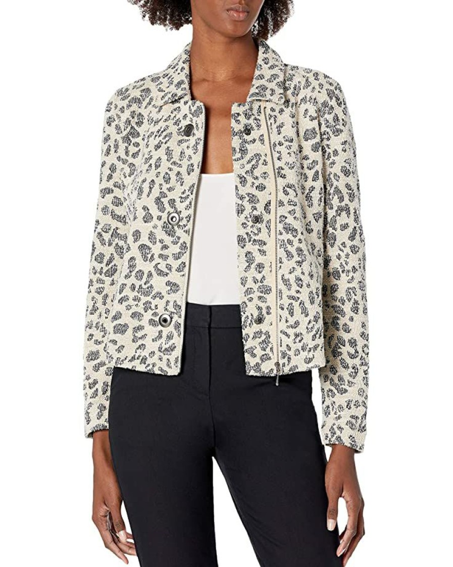 Clothing * | Coats & Outerwear Nic+Zoe Women'S Faded Leopard Jacket Neutral Multi