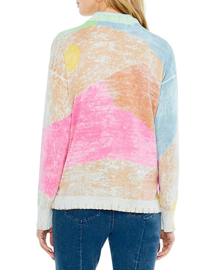 Clothing * | Nic+Zoe Sweaters Mosaic Sunrise Sweater Pink Multi