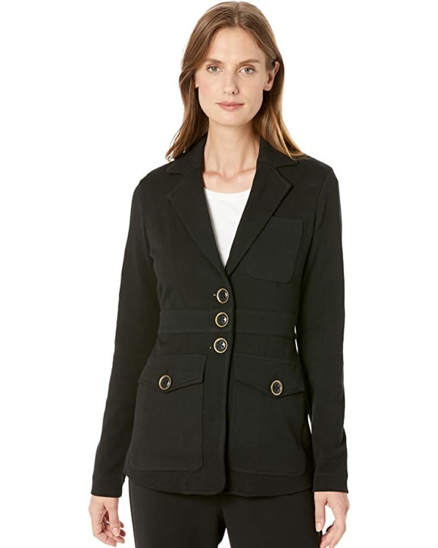 Clothing * | Nic+Zoe Coats & Outerwear Editor Blazer Black Onyx