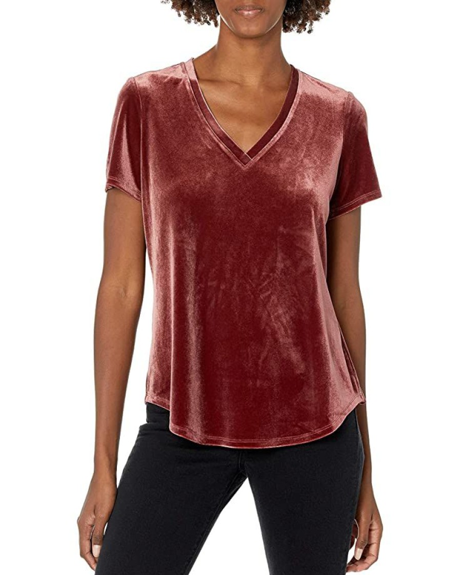 Clothing * | Shirts & Tops Nic+Zoe Women'S Easy Velvet Tee Sumac