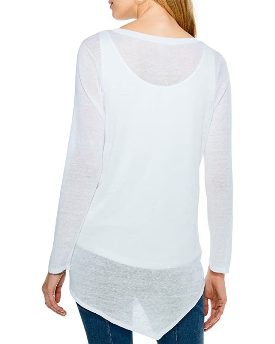 Clothing * | Nic+Zoe Sweaters Featherweight Angle Sweater Paper White