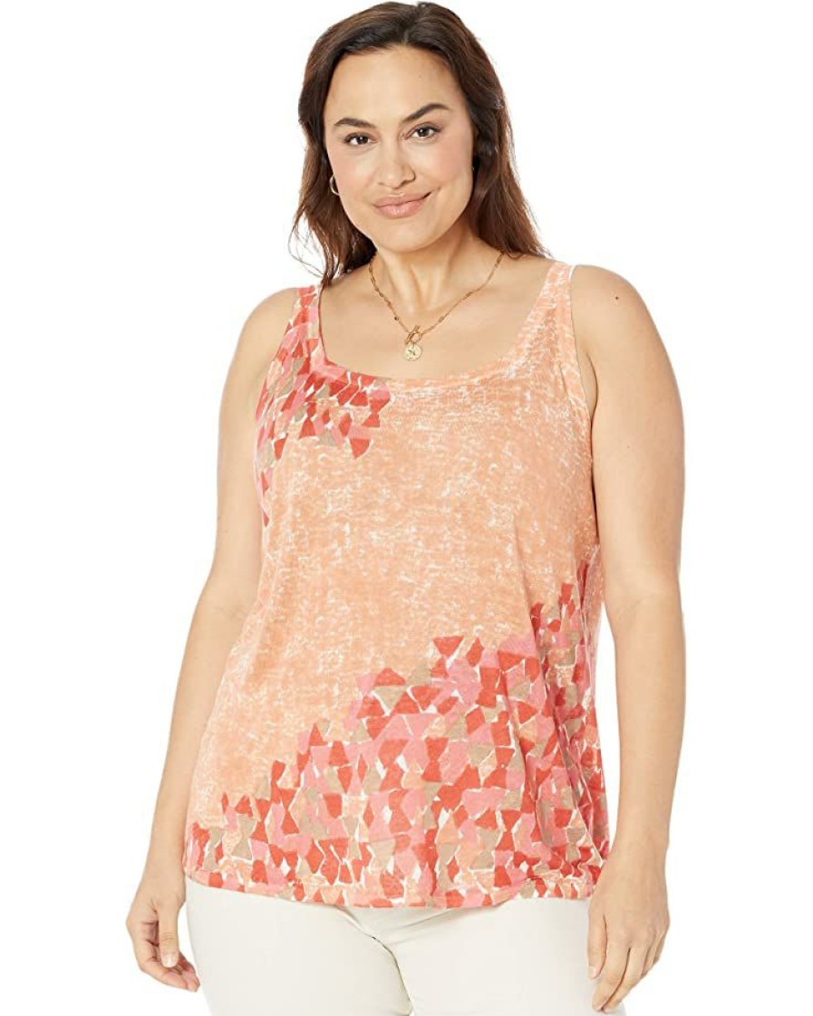 Clothing * | Nic+Zoe Sweaters Plus Size Sun Burst Tank Orange Multi