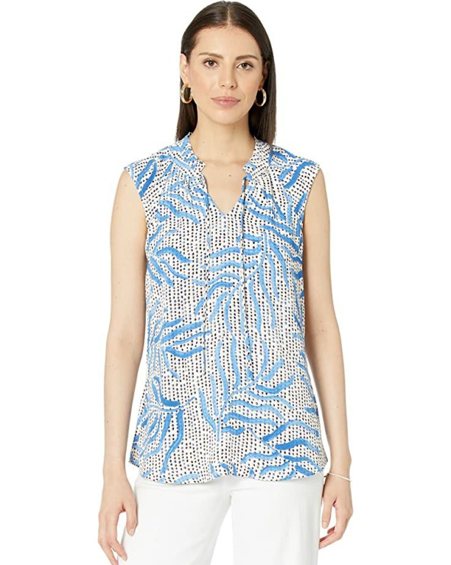 Clothing * | Nic+Zoe Shirts & Tops Palm Dot Tank Blue Multi