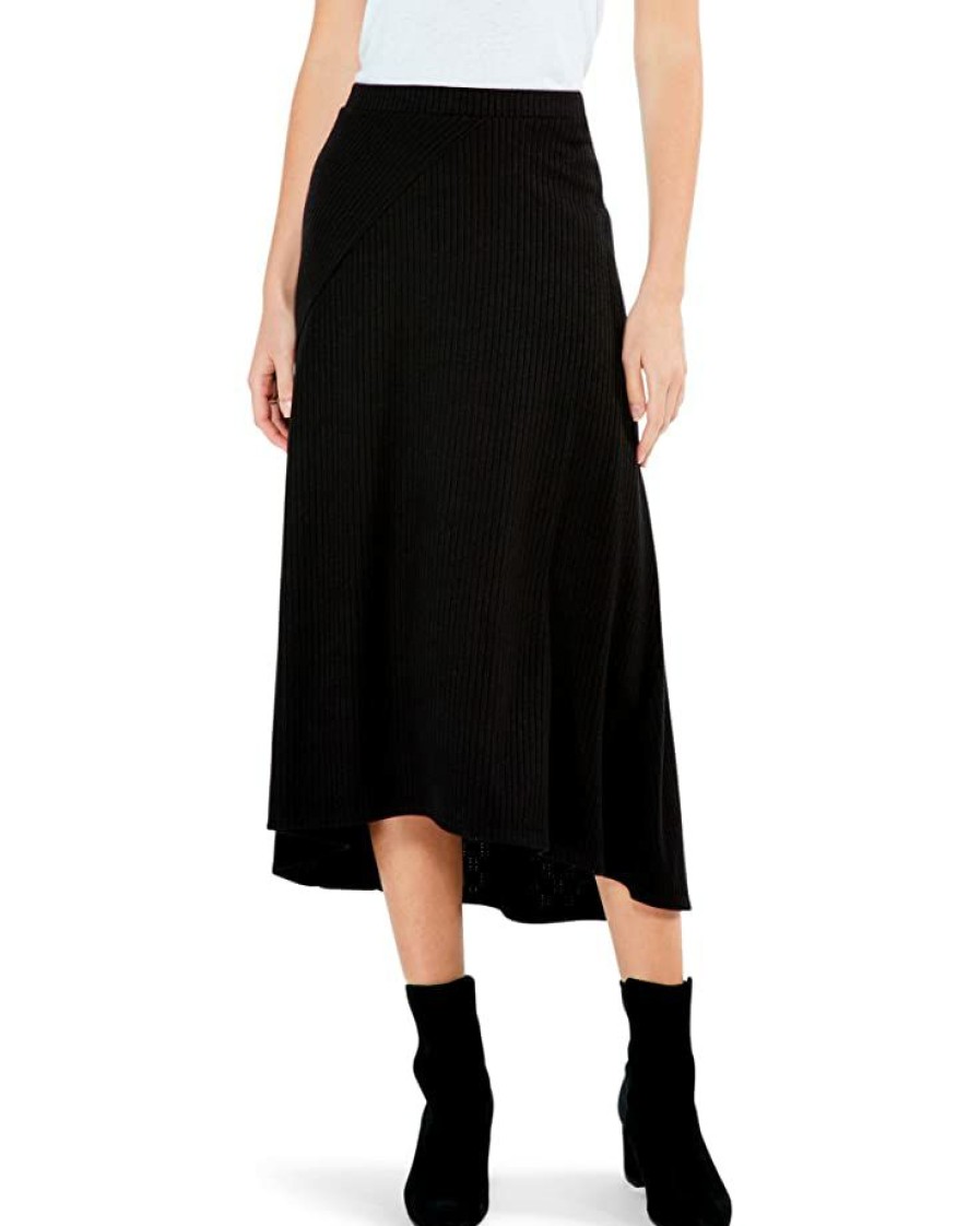 Clothing * | Nic+Zoe Skirts Cozy Rib Skirt Black Onyx