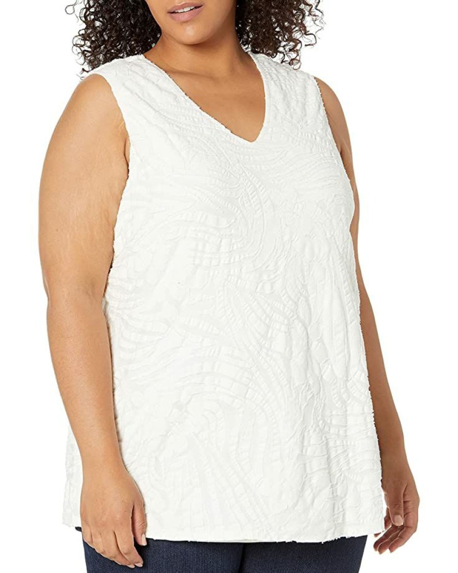 Clothing * | Shirts & Tops Nic+Zoe Women'S Make Waves Tank Milk White