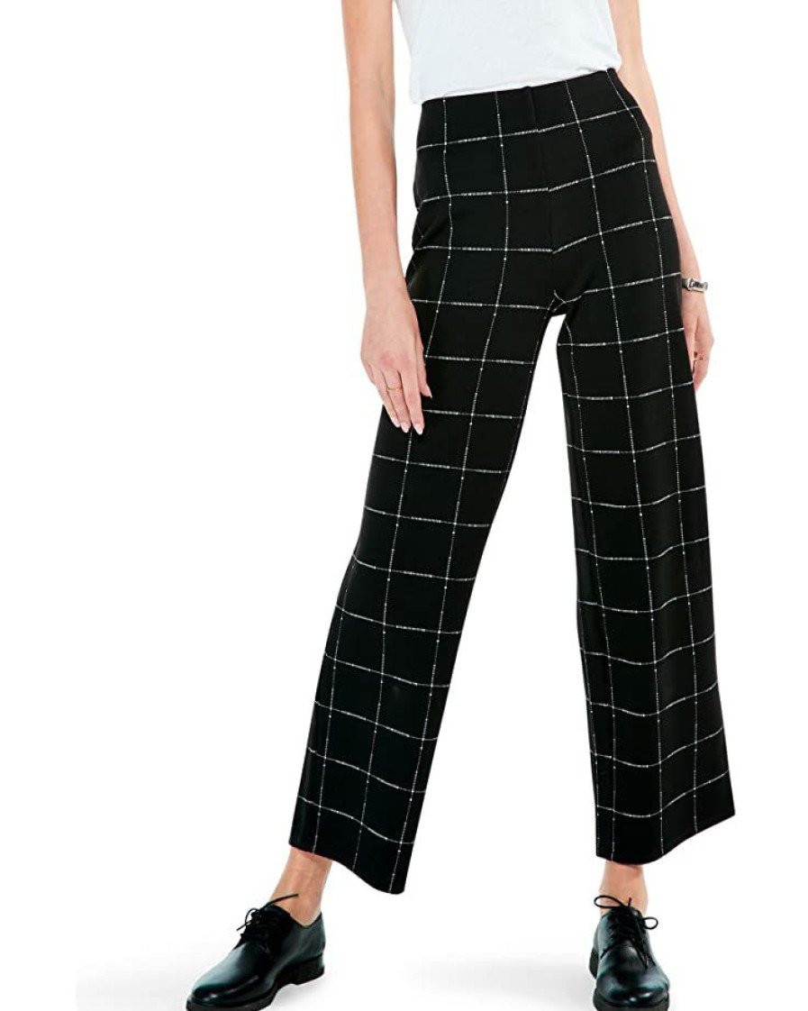 Clothing * | Nic+Zoe Etched Plaid Wide Leg Pants Black Multi