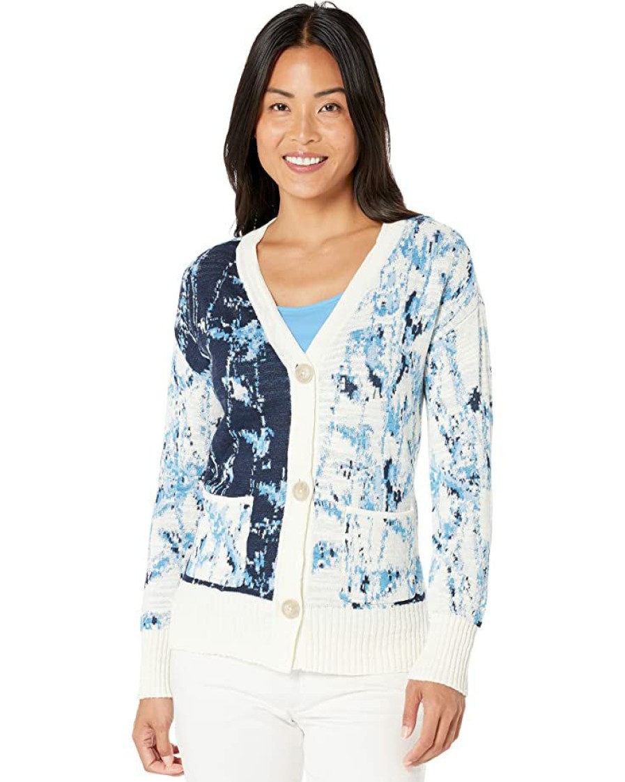 Clothing * | Nic+Zoe Sweaters Atlantic Pacific Cardigan Blue Multi