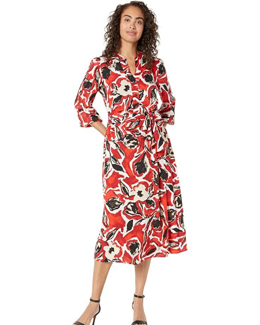 Clothing * | Nic+Zoe Dresses Petal Pop Dress Red Multi