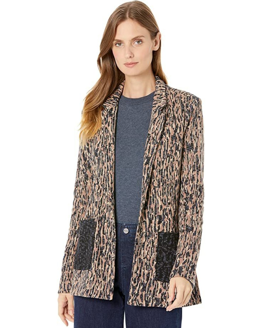 Clothing * | Nic+Zoe Coats & Outerwear Bark Mix Blazer Neutral Multi