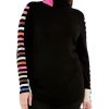 Clothing * | Nic+Zoe Sweaters Plus Size Stripes Aside Vital Turtleneck Black Multi