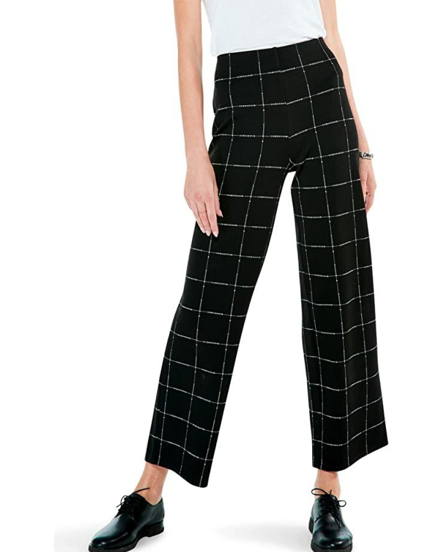 Clothing * | Nic+Zoe Petite Etched Plaid Wide Leg Pants Black Multi