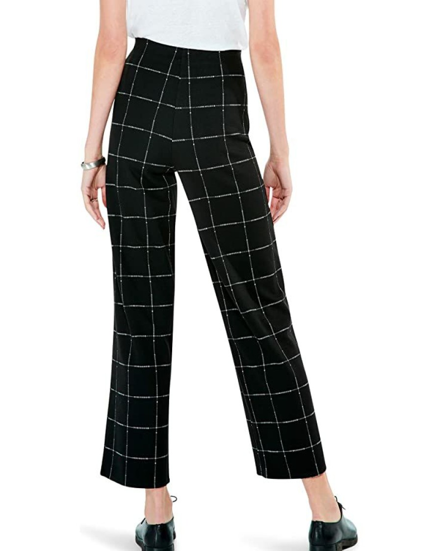 Clothing * | Nic+Zoe Petite Etched Plaid Wide Leg Pants Black Multi