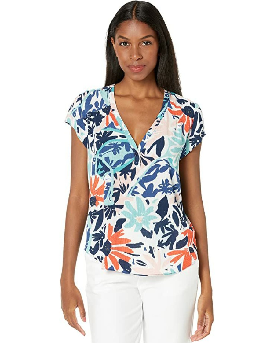 Clothing * | Nic+Zoe Shirts & Tops Petite Tropical Patchwork Top Unknown Color