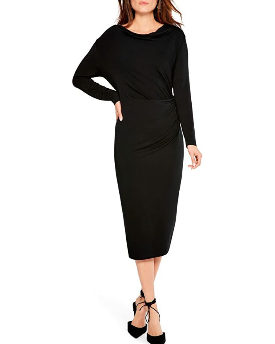 Clothing * | Nic+Zoe Dresses Draped Eaze Dress Black Onyx