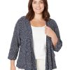 Clothing * | Nic+Zoe Sweaters Plus Size Mixed Lines Four-Way Cardigan Indigo Multi