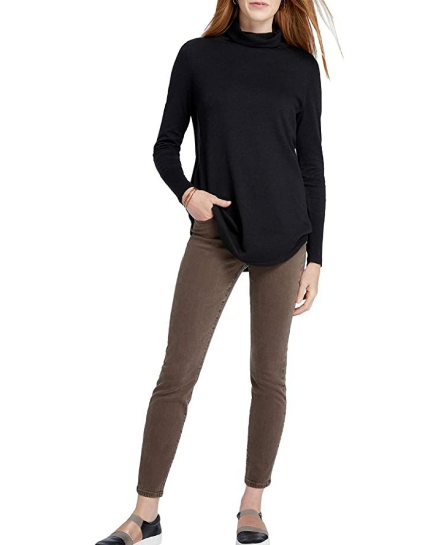 Clothing * | Nic+Zoe Sweaters Petite Vital Turtleneck Black Onyx