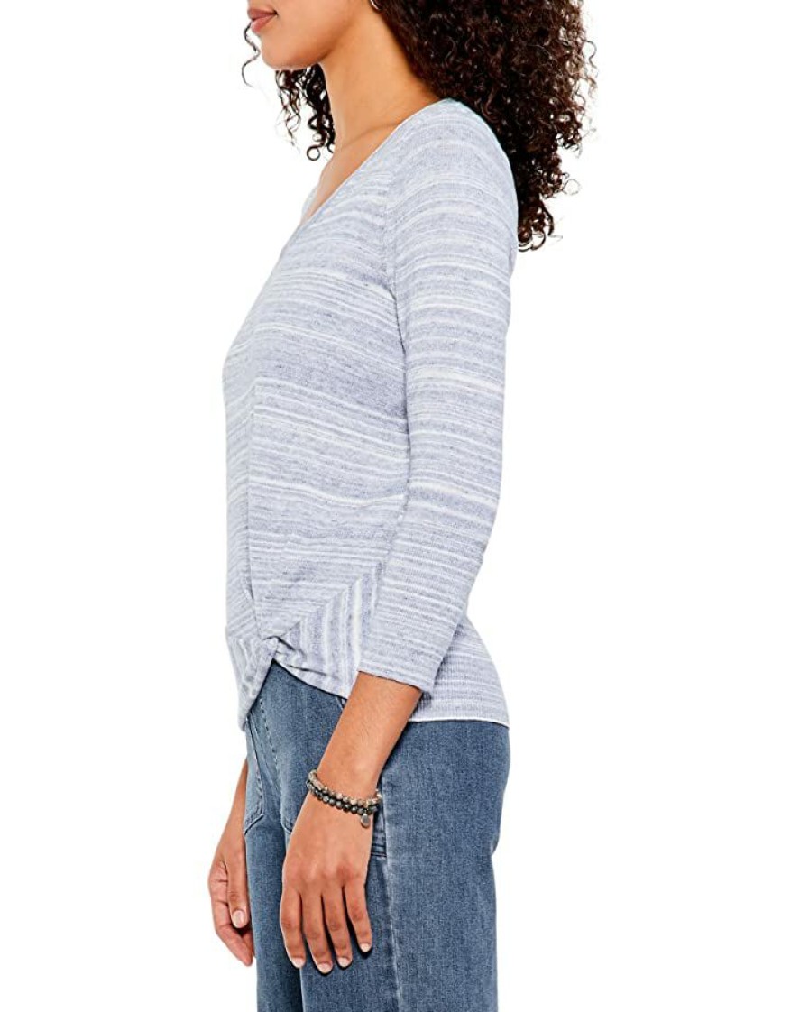 Clothing * | Nic+Zoe Sweaters Space Dye Vital Twist Sweater Blue Mix