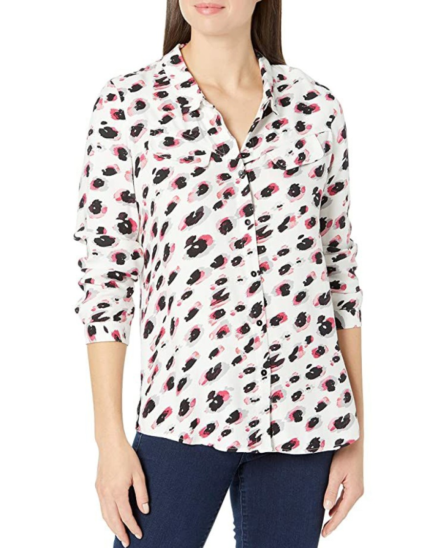 Clothing * | Shirts & Tops Nic+Zoe Women'S Spotted Shirt White Multi