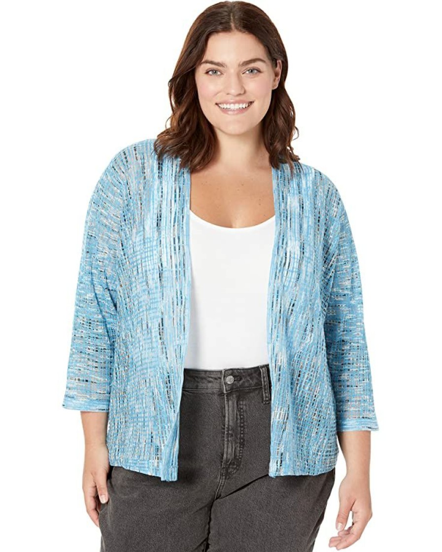 Clothing * | Nic+Zoe Sweaters Plus Size Melody Cardigan Blue Multi