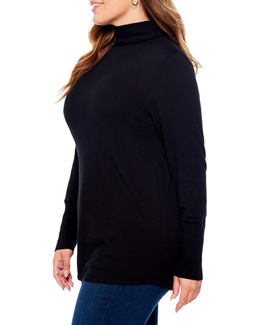 Clothing * | Nic+Zoe Sweaters Plus Size Vital Turtleneck Black Onyx