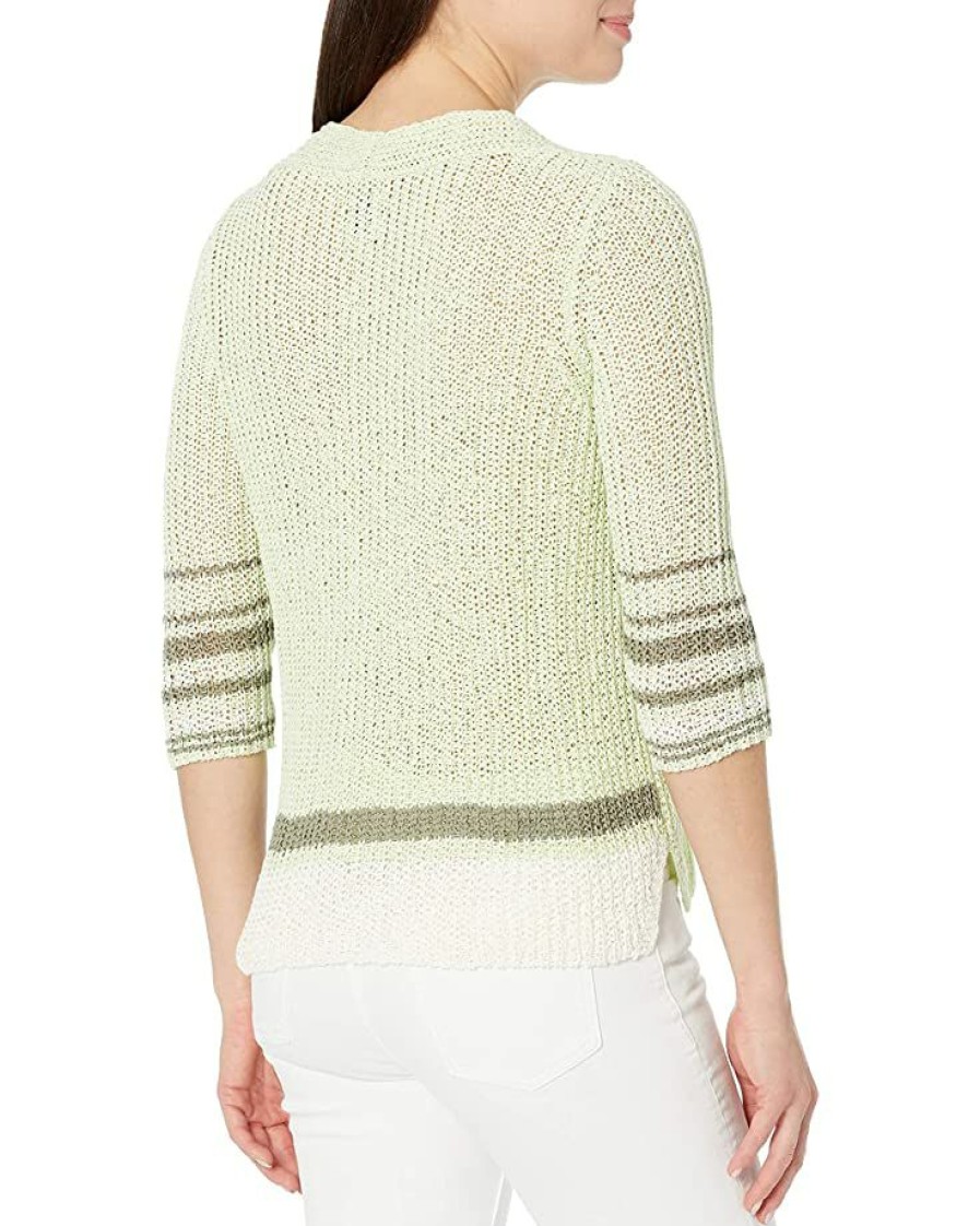 Clothing * | Sweaters Nic+Zoe Women'S Magnolia Stripe Sweater Honeydew