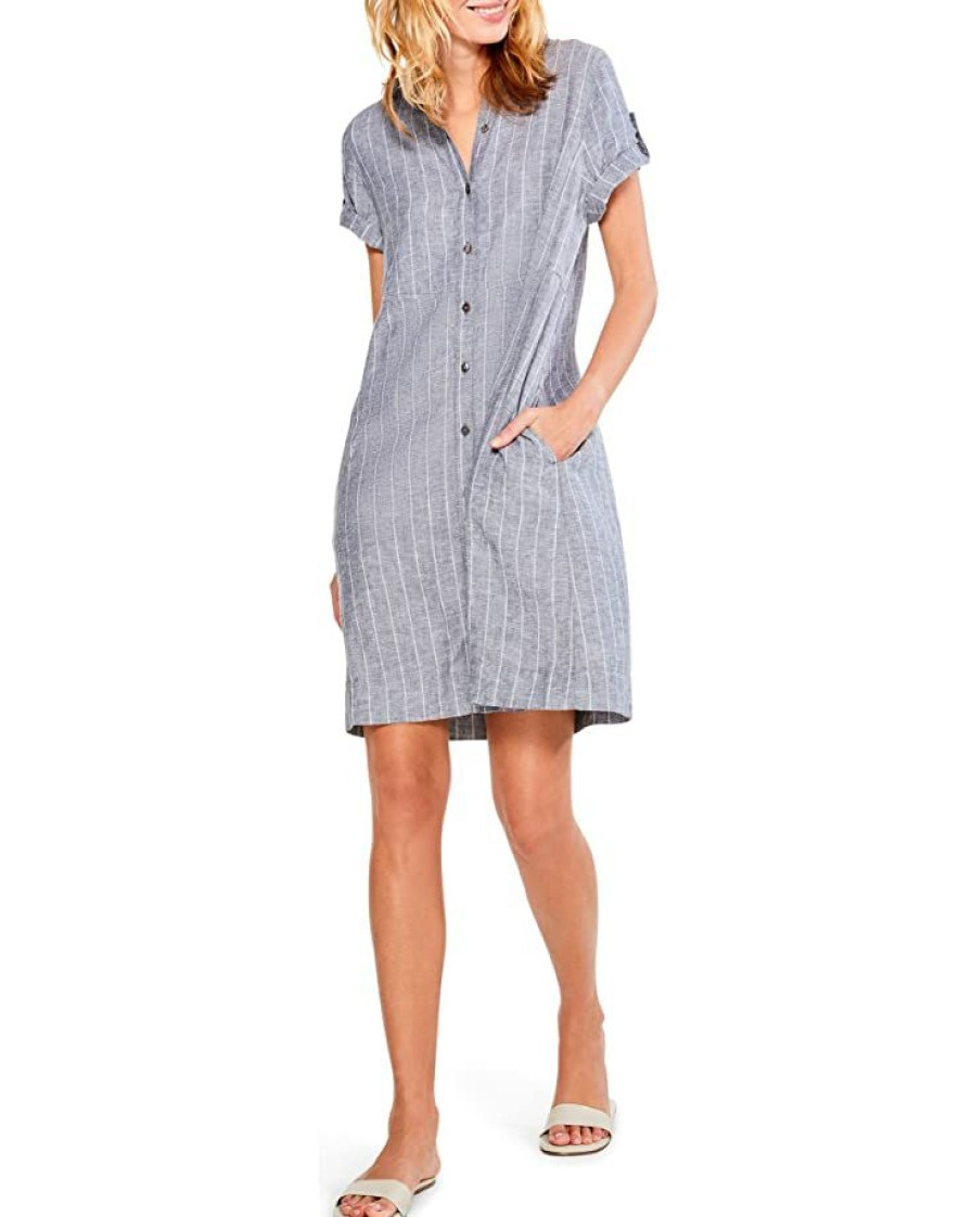 Clothing * | Nic+Zoe Dresses Central Park Shirtdress Indigo Multi