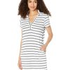 Clothing * | Nic+Zoe Dresses Striped Terry Dress White Multi