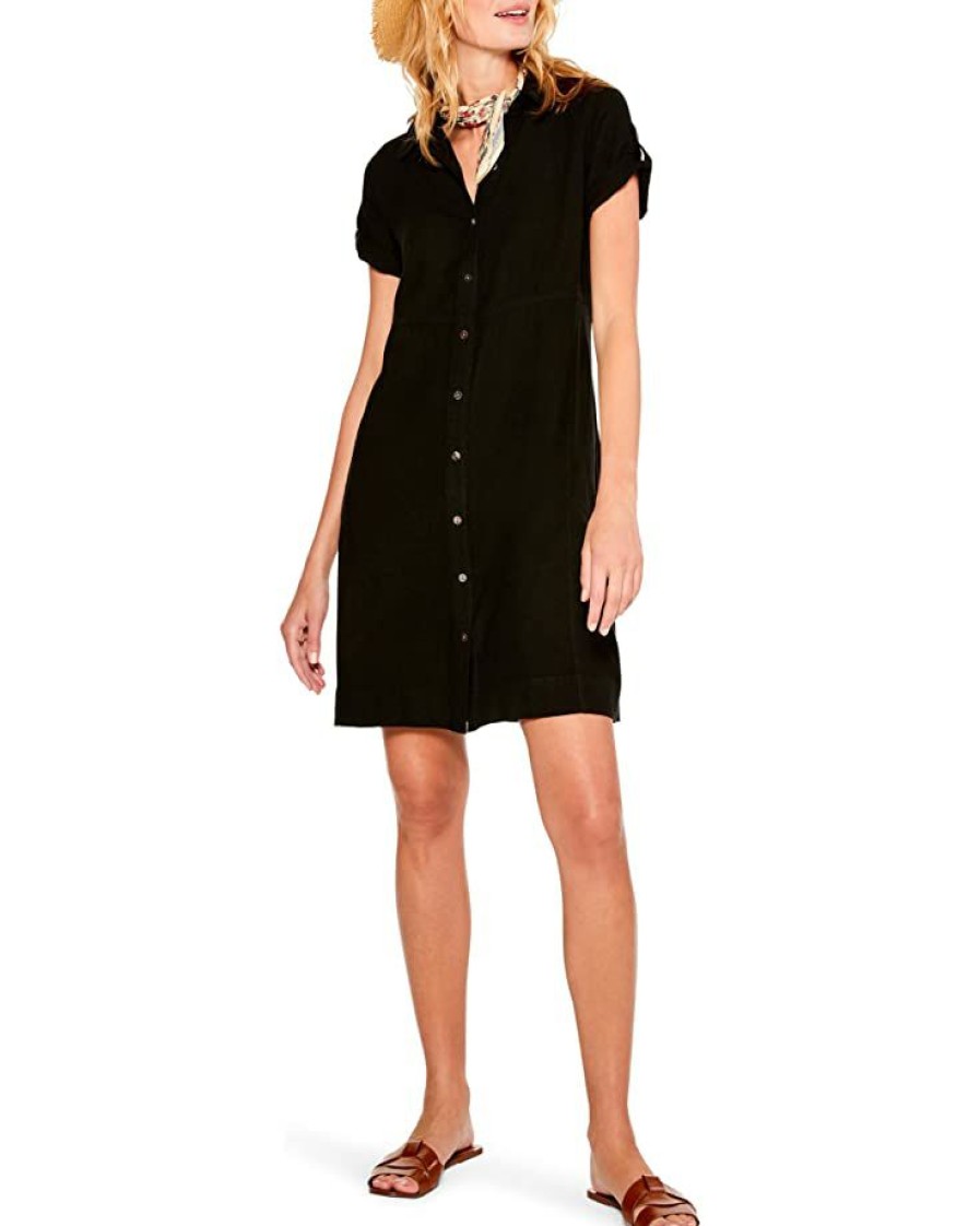 Clothing * | Nic+Zoe Dresses Rumba Shirtdress Black Onyx