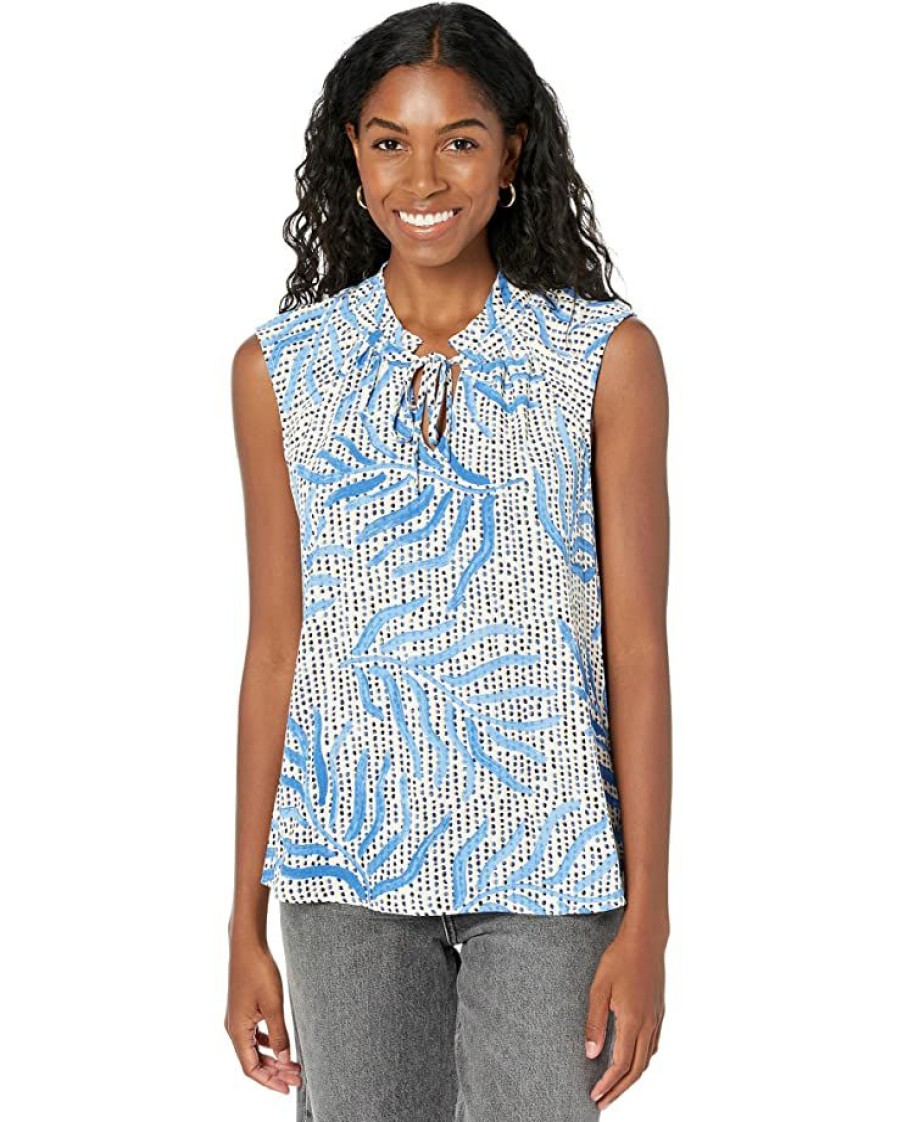 Clothing * | Nic+Zoe Shirts & Tops Petite Palm Dot Tank Blue Multi