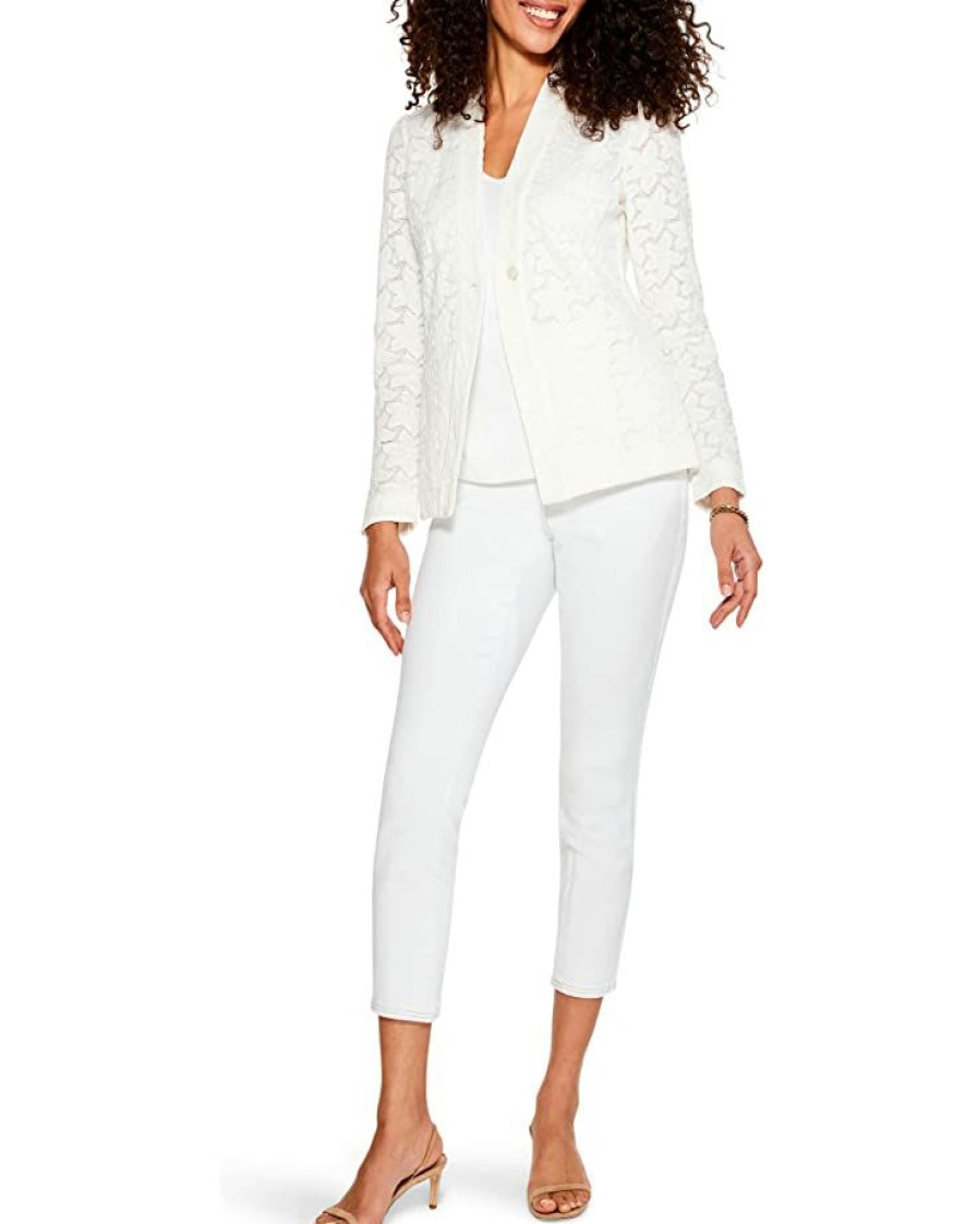 Clothing * | Nic+Zoe Coats & Outerwear Petal Lace Jacket Paper White