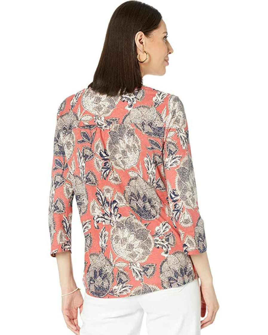 Clothing * | Nic+Zoe Shirts & Tops Island Petals Top Red Multi