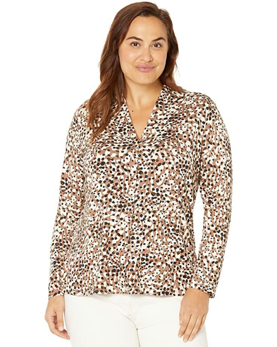 Clothing * | Nic+Zoe Shirts & Tops Plus Size Forest Spot Top Neutral Multi