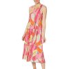 Clothing * | Nic+Zoe Dresses Feather Leaves Dress Pink Multi