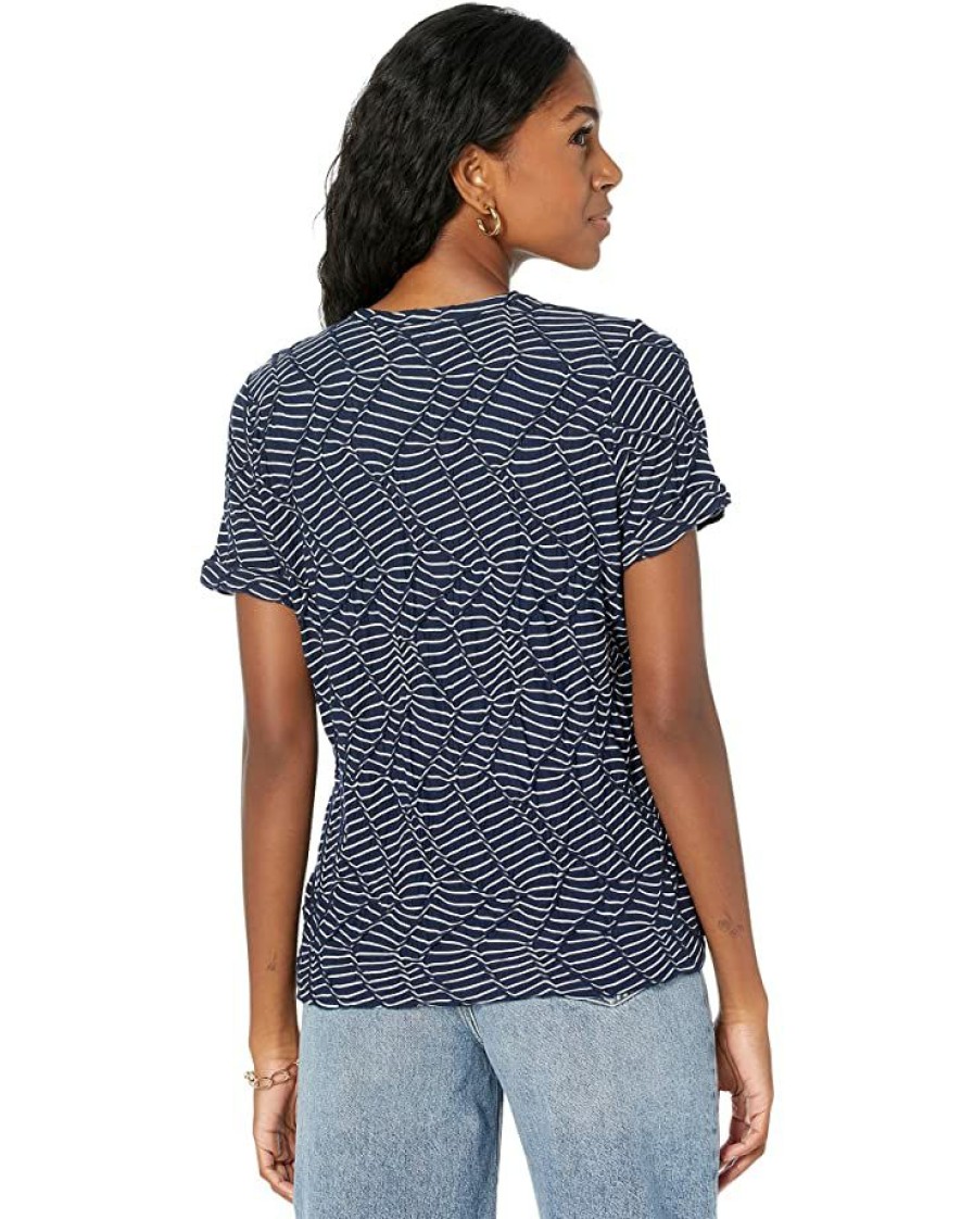 Clothing * | Nic+Zoe Shirts & Tops Petite Mixed Lines Tee Indigo Multi