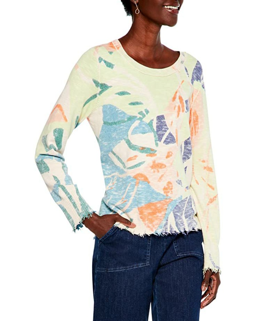 Clothing * | Nic+Zoe Sweaters Soft Meadow Sweater Green Multi