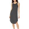 Clothing * | Nic+Zoe Dresses Striped Boatneck Tank Dress Black Multi