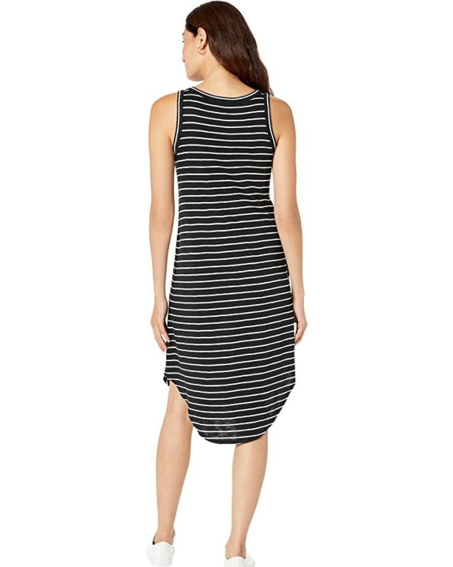 Clothing * | Nic+Zoe Dresses Striped Boatneck Tank Dress Black Multi