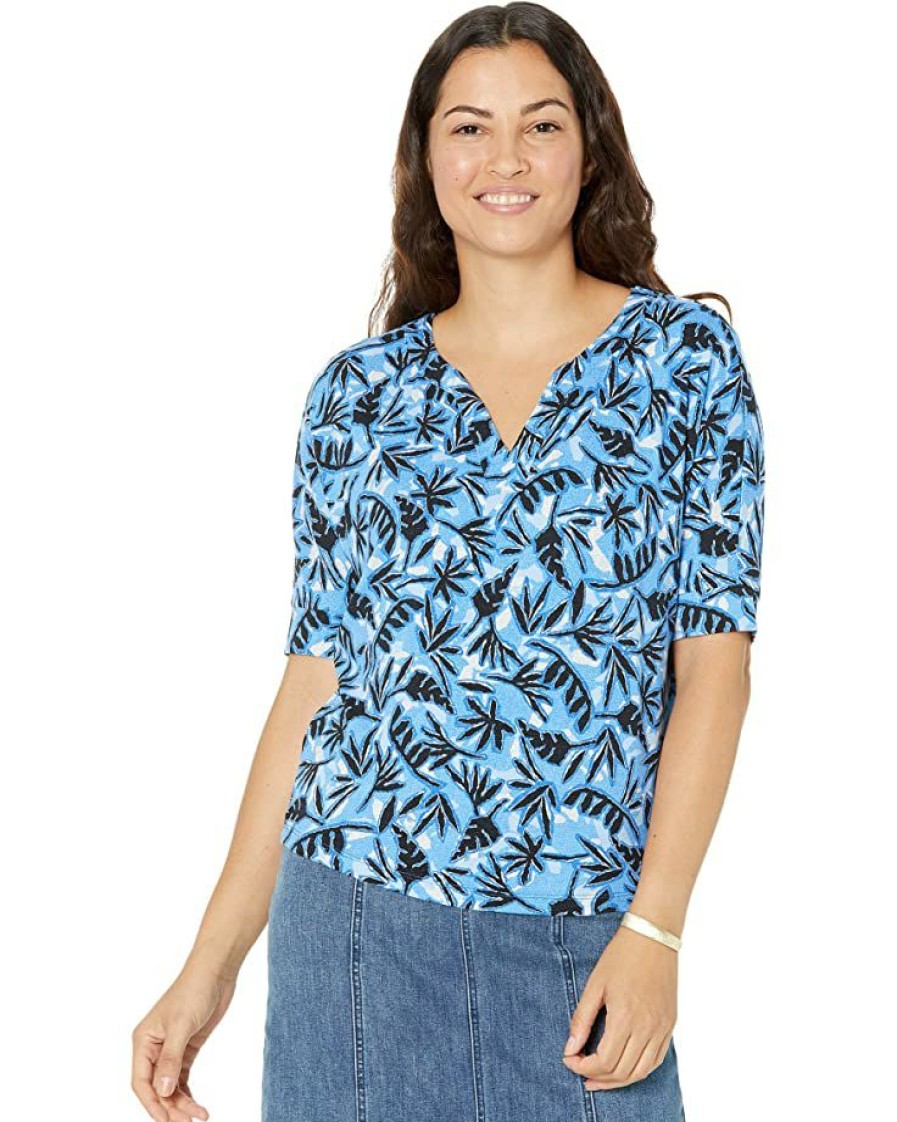 Clothing * | Nic+Zoe Shirts & Tops Coastal Vines Top Blue Multi