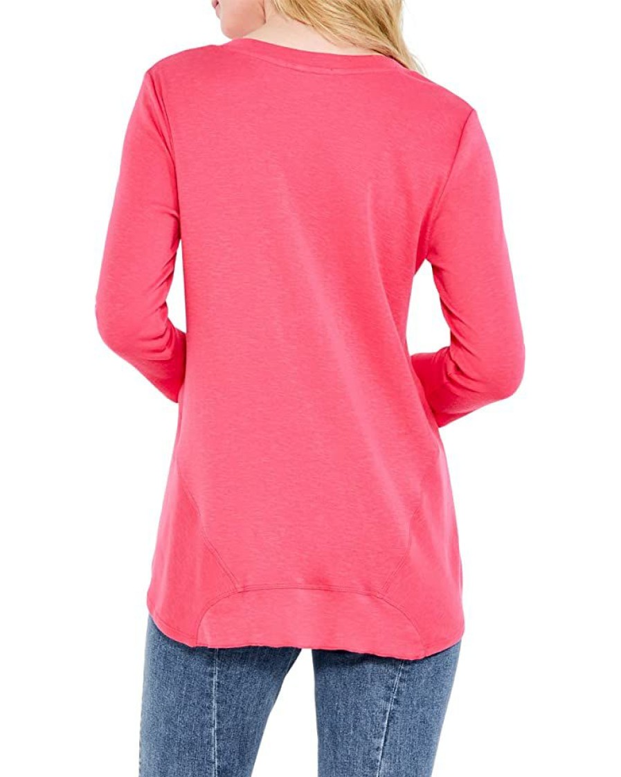 Clothing * | Nic+Zoe Shirts & Tops 3/4 Sleeve Drape V Tee Rose Quartz