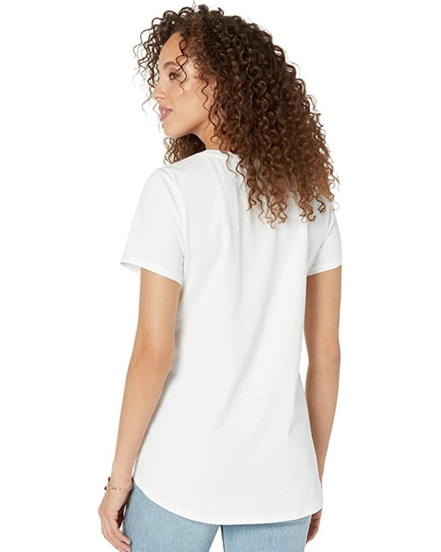 Clothing * | Nic+Zoe Shirts & Tops Short Sleeve Shirt Tail Crew Tee Paper White